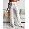 imageWomens Cover Up Beach Pants Tie Front Mesh Wide Leg Loose Bathing Suit Beach Cover Up PantsWhite