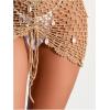 imageWomens Crochet Hollow Out Beach Skirts Shell Drawstring Swimsuit Bathing Suit CoverupsKhaki