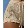 imageWomens Drawstring Waist Crochet Cover Up Shorts Tie Front Hollow Out BottomLight Khaki