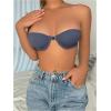 imageWomens Front Closure Strapless Underwire Bras Push Up Bandeau Bra Tube TopsDeep Blue