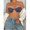 imageWomens Front Closure Strapless Underwire Bras Push Up Bandeau Bra Tube TopsDeep Blue