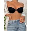 imageWomens Front Closure Strapless Underwire Bras Push Up Bandeau Bra Tube TopsPlain Black