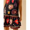 imageWomens Graphic Ruffle Hem Mini Vacation Dress Boho Spaghetti Strap Drop Waist Short DressesBlack