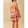 imageWomens Graphic Ruffle Hem Mini Vacation Dress Boho Spaghetti Strap Drop Waist Short DressesMulticolor