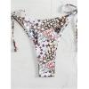 imageWomens High Waisted Bikini Set Graphic Tie Back Swimsuit with Tie Side Thongs Bathing SuitBrown and White