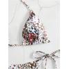 imageWomens High Waisted Bikini Set Graphic Tie Back Swimsuit with Tie Side Thongs Bathing SuitBrown and White