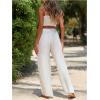imageWomens Hollow Out Wide Leg Swimwear Cover Ups Pants Elastic Waist Baggy Beach Pants TrousersWhite