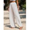 imageWomens Hollow Out Wide Leg Swimwear Cover Ups Pants Elastic Waist Baggy Beach Pants TrousersWhite