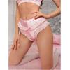 imageWomens Lace Bowknot Satin Briefs Mid Rise Ruched Cute Soft UnderwearPink