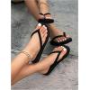 imageWomens Leopard Print Flip Flops Open Toe Thong Sandals Holiday Tropical Flats SlippersSolid Black
