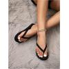 imageWomens Leopard Print Flip Flops Open Toe Thong Sandals Holiday Tropical Flats SlippersSolid Black