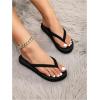 imageWomens Leopard Print Flip Flops Open Toe Thong Sandals Holiday Tropical Flats SlippersSolid Black
