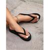 imageWomens Leopard Print Flip Flops Open Toe Thong Sandals Holiday Tropical Flats SlippersSolid Black