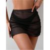 imageWomens Mesh Sheer High Waisted Bikini Cover Up Summer Swimsuits Bottoms Ruched Beach SkirtsSheer Black