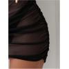 imageWomens Mesh Sheer High Waisted Bikini Cover Up Summer Swimsuits Bottoms Ruched Beach SkirtsSheer Black