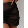 imageWomens Mesh Sheer High Waisted Bikini Cover Up Summer Swimsuits Bottoms Ruched Beach SkirtsSheer Black