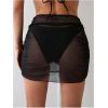 imageWomens Mesh Sheer High Waisted Bikini Cover Up Summer Swimsuits Bottoms Ruched Beach SkirtsSheer Black