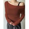 imageWomens Mesh Sheer Tops Off The Shoulder Long Sleeve See Through Shirts Going Out Party Club OutfitsBurgundy