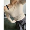 imageWomens Mesh Sheer Tops Off The Shoulder Long Sleeve See Through Shirts Going Out Party Club OutfitsKhaki