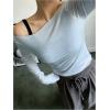 imageWomens Mesh Sheer Tops Off The Shoulder Long Sleeve See Through Shirts Going Out Party Club OutfitsLight Blue