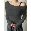 imageWomens Mesh Sheer Tops Off The Shoulder Long Sleeve See Through Shirts Going Out Party Club OutfitsLight Grey