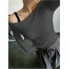 imageWomens Mesh Sheer Tops Off The Shoulder Long Sleeve See Through Shirts Going Out Party Club OutfitsLight Grey
