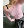 imageWomens Mesh Sheer Tops Off The Shoulder Long Sleeve See Through Shirts Going Out Party Club OutfitsPink