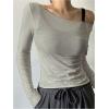 imageWomens Mesh Sheer Tops Off The Shoulder Long Sleeve See Through Shirts Going Out Party Club OutfitsPure Grey
