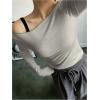 imageWomens Mesh Sheer Tops Off The Shoulder Long Sleeve See Through Shirts Going Out Party Club OutfitsPure Grey
