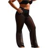 imageWomens Plus Size Beach Pants Sheer Mesh Swimsuit Coverup High Waisted Bikini Cover Up BottomsBlack