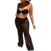imageWomens Plus Size Beach Pants Sheer Mesh Swimsuit Coverup High Waisted Bikini Cover Up BottomsBlack