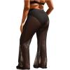 imageWomens Plus Size Beach Pants Sheer Mesh Swimsuit Coverup High Waisted Bikini Cover Up BottomsBlack