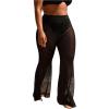 imageWomens Plus Size Beach Pants Sheer Mesh Swimsuit Coverup High Waisted Bikini Cover Up BottomsBlack