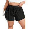 imageWomens Plus Size Drawstring Waist Swim Shorts Tie Front Track Shorts Bottoms BeachwearBlack