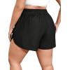 imageWomens Plus Size Drawstring Waist Swim Shorts Tie Front Track Shorts Bottoms BeachwearBlack