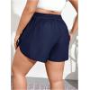 imageWomens Plus Size Drawstring Waist Swim Shorts Tie Front Track Shorts Bottoms BeachwearDark Blue