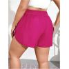 imageWomens Plus Size Drawstring Waist Swim Shorts Tie Front Track Shorts Bottoms BeachwearHot Pink