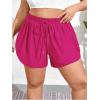 imageWomens Plus Size Drawstring Waist Swim Shorts Tie Front Track Shorts Bottoms BeachwearHot Pink