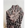 imageWomens Plus Size Leopard Lace Blouses Sheer Mesh Tie Front Long Sleeve Shirts Going Out TopsPink