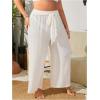 imageWomens Plus Size Swimsuit Coverups Tie Front Bikini Cover Up Beach Pants Bathing Suit Cover Up PantsApricot