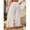 imageWomens Plus Size Swimsuit Coverups Tie Front Bikini Cover Up Beach Pants Bathing Suit Cover Up PantsApricot