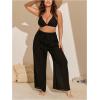 imageWomens Plus Size Swimsuit Coverups Tie Front Bikini Cover Up Beach Pants Bathing Suit Cover Up PantsBlack