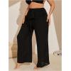 imageWomens Plus Size Swimsuit Coverups Tie Front Bikini Cover Up Beach Pants Bathing Suit Cover Up PantsBlack