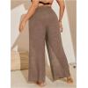 imageWomens Plus Size Swimsuit Coverups Tie Front Bikini Cover Up Beach Pants Bathing Suit Cover Up PantsKhaki