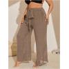 imageWomens Plus Size Swimsuit Coverups Tie Front Bikini Cover Up Beach Pants Bathing Suit Cover Up PantsKhaki