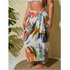 imageWomens Plus Size Tropical Wrap Beach Skirts Sheer Mesh Knot Side Maxi Bathing Suit Cover Up SarongMulticolor