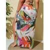 imageWomens Plus Size Tropical Wrap Beach Skirts Sheer Mesh Knot Side Maxi Bathing Suit Cover Up SarongMulticolor