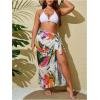 imageWomens Plus Size Tropical Wrap Beach Skirts Sheer Mesh Knot Side Maxi Bathing Suit Cover Up SarongMulticolor