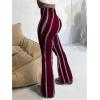 imageWomens Printed Flare Leggings High Waisted Tummy Control Yoga Pants Casual Long Lounge Bell BottomsBurgundy