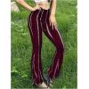 imageWomens Printed Flare Leggings High Waisted Tummy Control Yoga Pants Casual Long Lounge Bell BottomsBurgundy